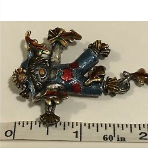 Vintage enamel leaf dangling fall scarecrow pen - Picture 1 of 7